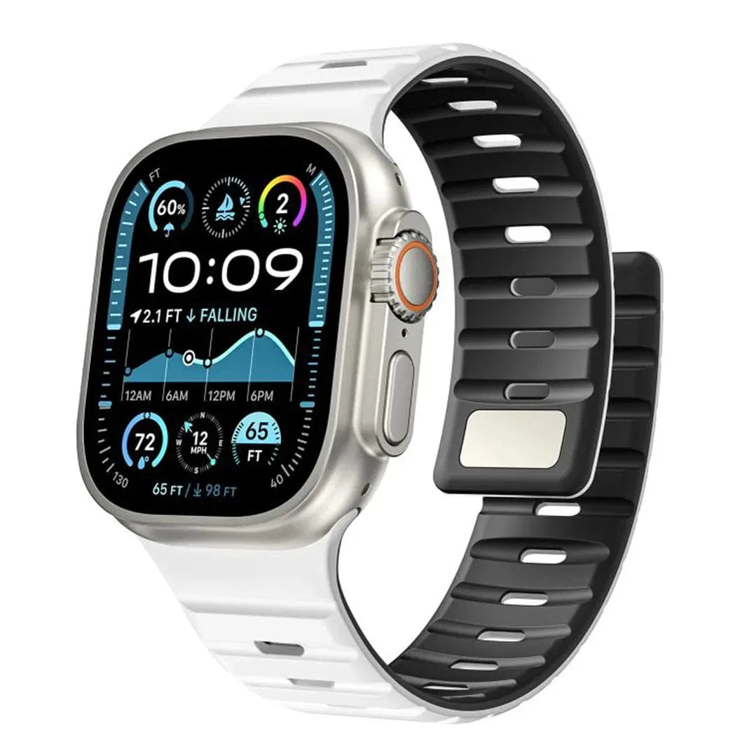 ktusu Generic Watch Bands Magnetic Silicone Sports Band for Apple Watch 42 | 44 | 45 | Ultra 49 | 46mm S10 Light Grey Black