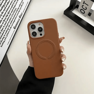 Cases & Covers for iPhone 15 Pro Max / Tan Brown Wireless Charging Compatible Leather Magnetic Magsafe Cover for iPhone