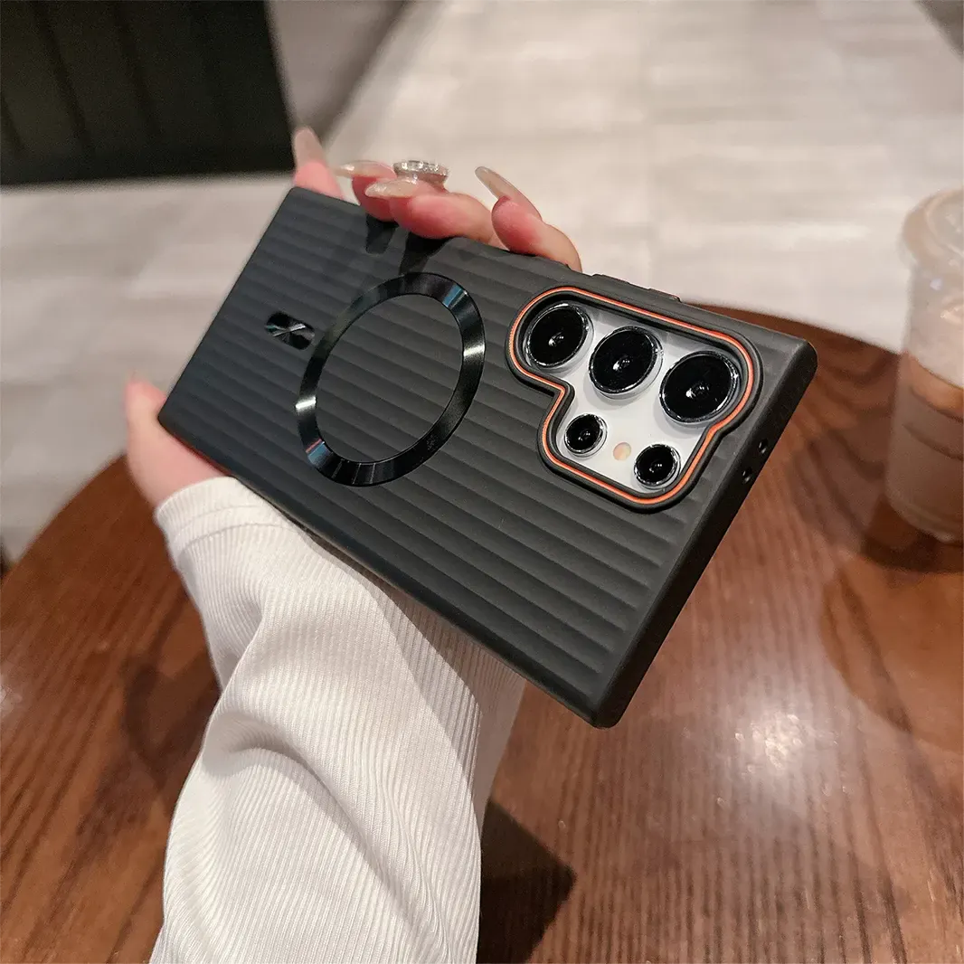 ktusu Generic Cases & Covers Matte Corrugated Magnetic Magsafe Hard Case for Samsung S25 Ultra