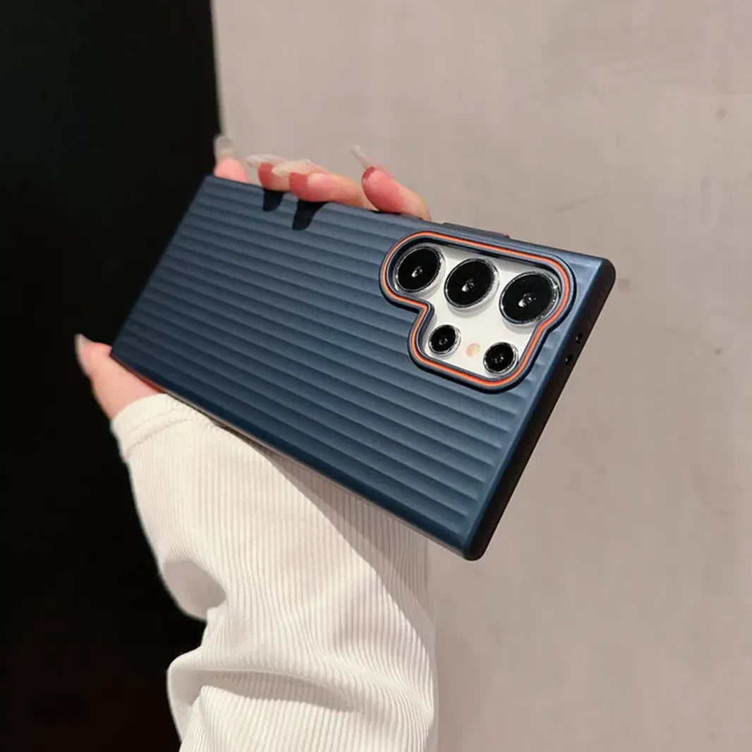 without magsafe / Natural Titanium Matte Corrugated Magnetic Magsafe Hard Case for Samsung S25 Ultra Cases & Covers