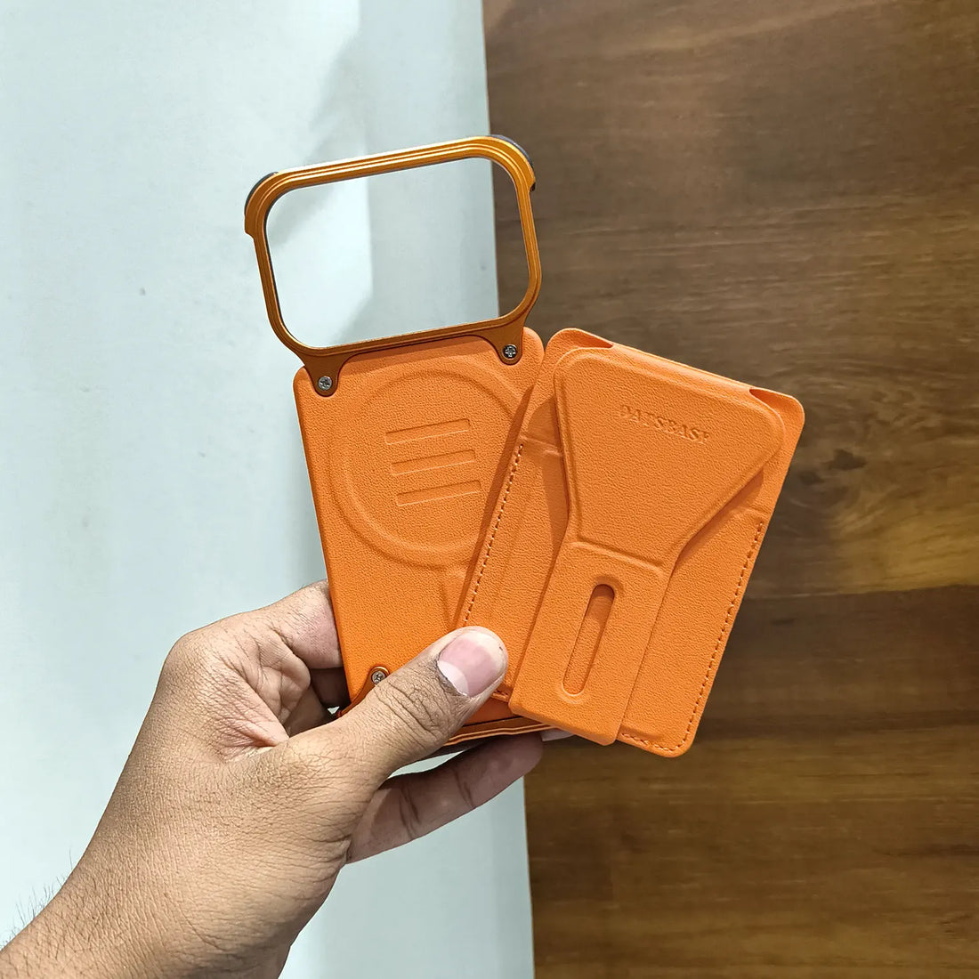 Cases & Covers Metal Frame Leather Magnetic Card Holder MagSafe Case for iPhone 17 Pro Max