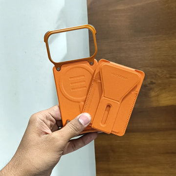 Cases & Covers Metal Frame Leather Magnetic Card Holder MagSafe Case for iPhone 17 Pro Max