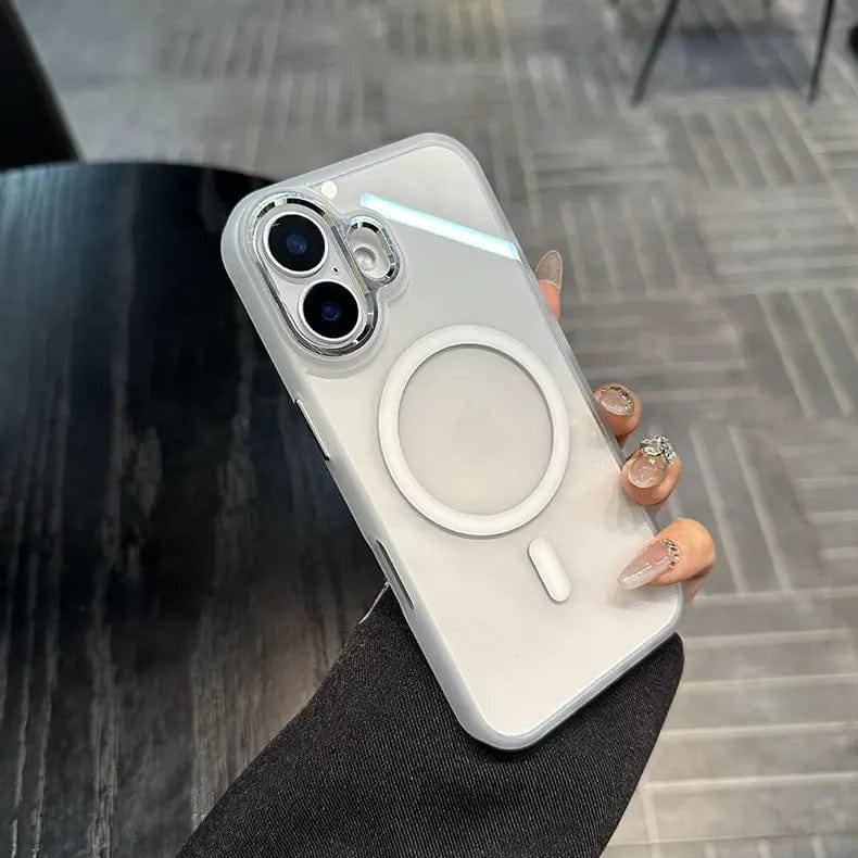 ktusu iShock Cases & Covers Metal Keys Magsafe Hard Back Soft Edge Case for iPhone 16 White