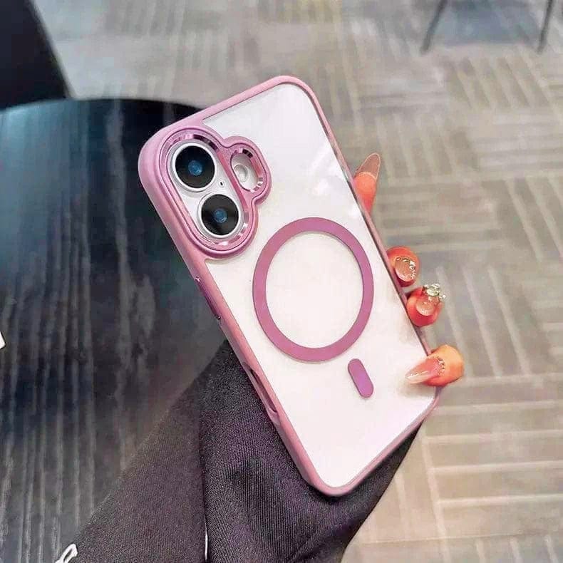 ktusu iShock Cases & Covers Metal Keys Magsafe Hard Back Soft Edge Case for iPhone 16e Pink