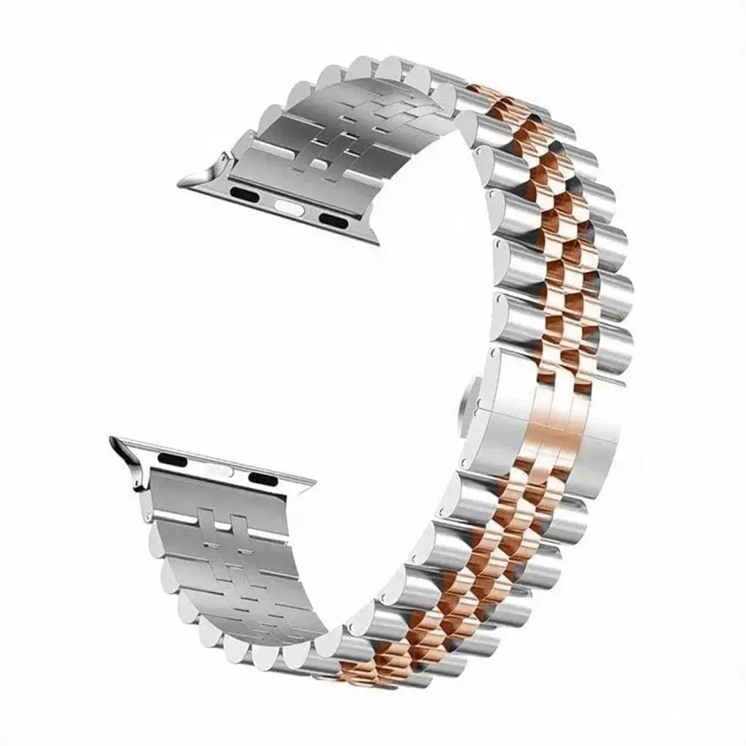 Bronze Silver Metal Link Bracelet Chain for Apple Watch 42 | 44 | 45 | Ultra 49 | 46mm S10 Watch Bands