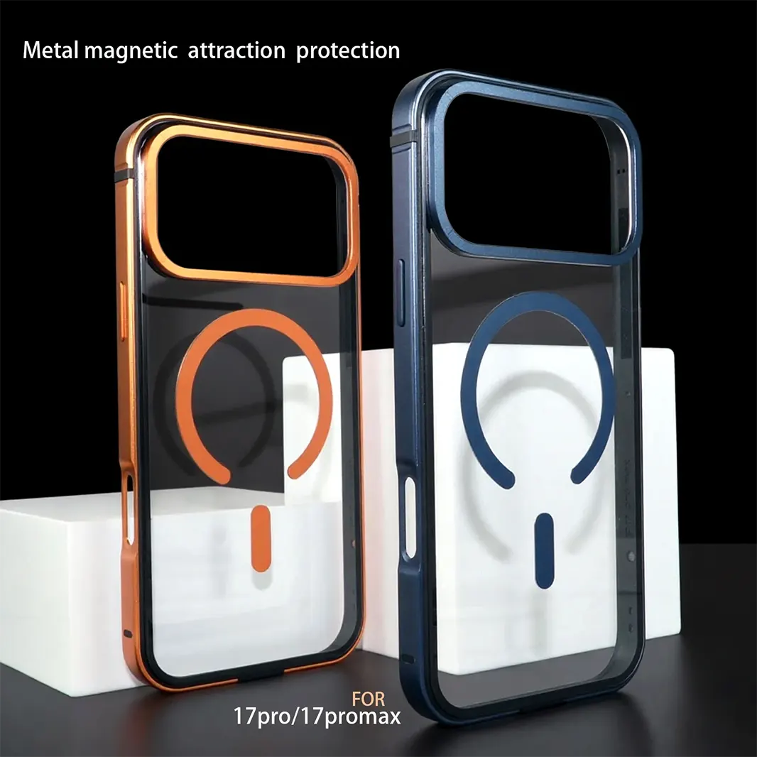 Metal TPU Frame PC Back Transparent Hard Case for iPhone 17 Pro Max Cases & Covers