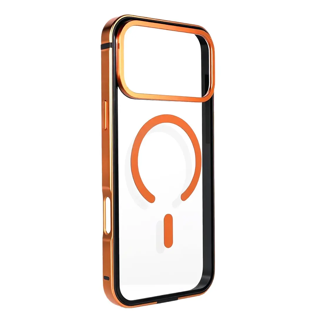 ktusu Generic Cases & Covers Metal TPU Frame PC Back Transparent Hard Case for iPhone 17 Pro Max Cosmic Orange