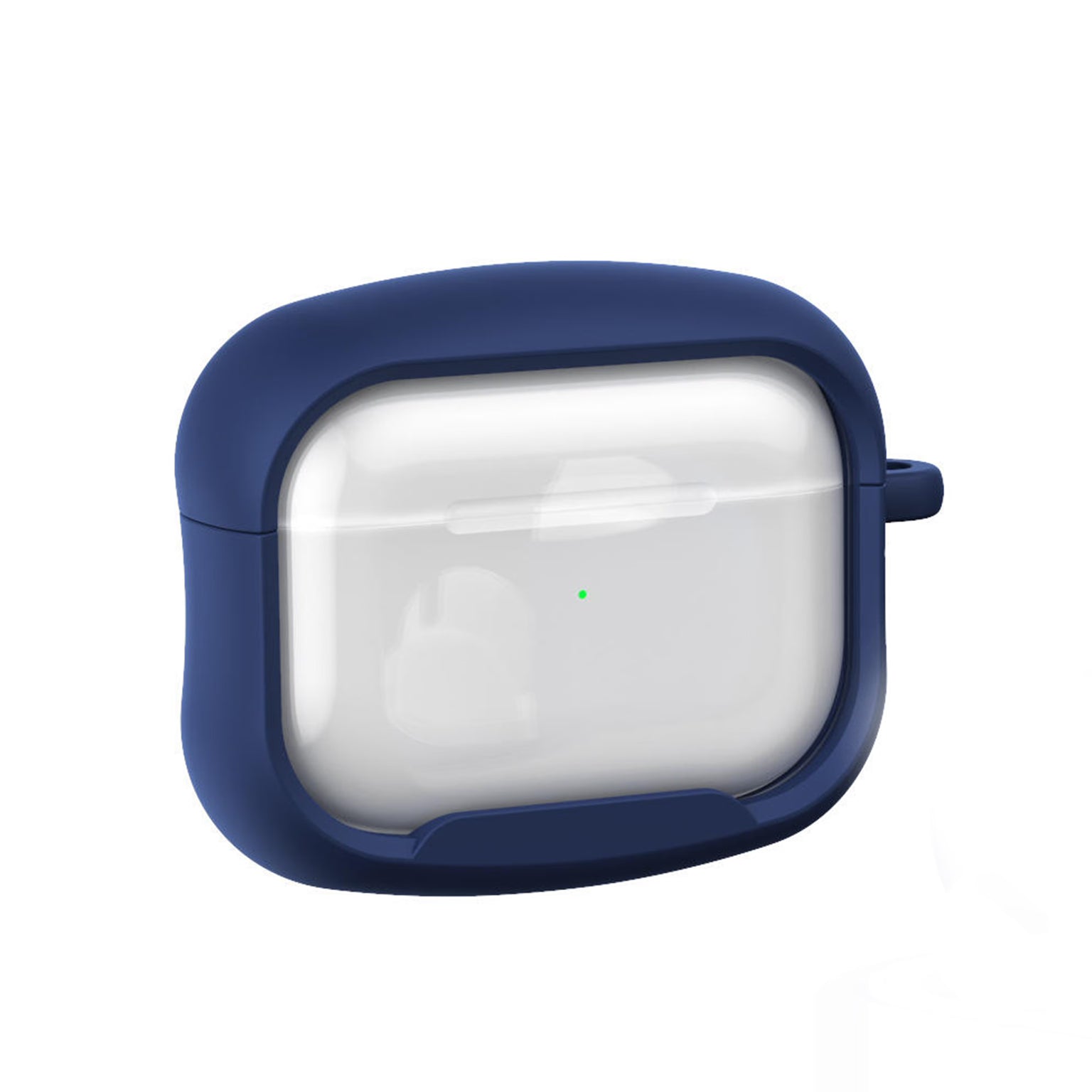 Blue case for wireless earbuds on a white background