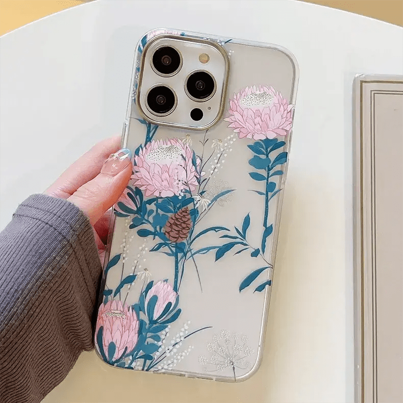 Cases & Covers for iPhone 15 Pro Max / Pink Flower MIKALEN Floral Print Soft TPU Silicone Clear Edge Hard Case for iPhone