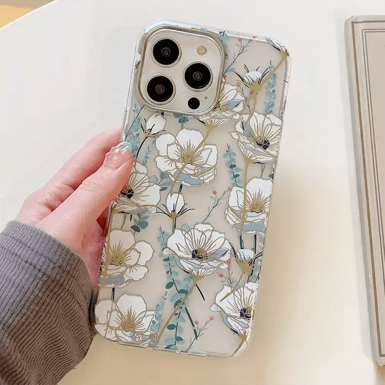 Cases & Covers for iPhone 15 Pro Max / White Flower MIKALEN Floral Print Soft TPU Silicone Clear Edge Hard Case for iPhone