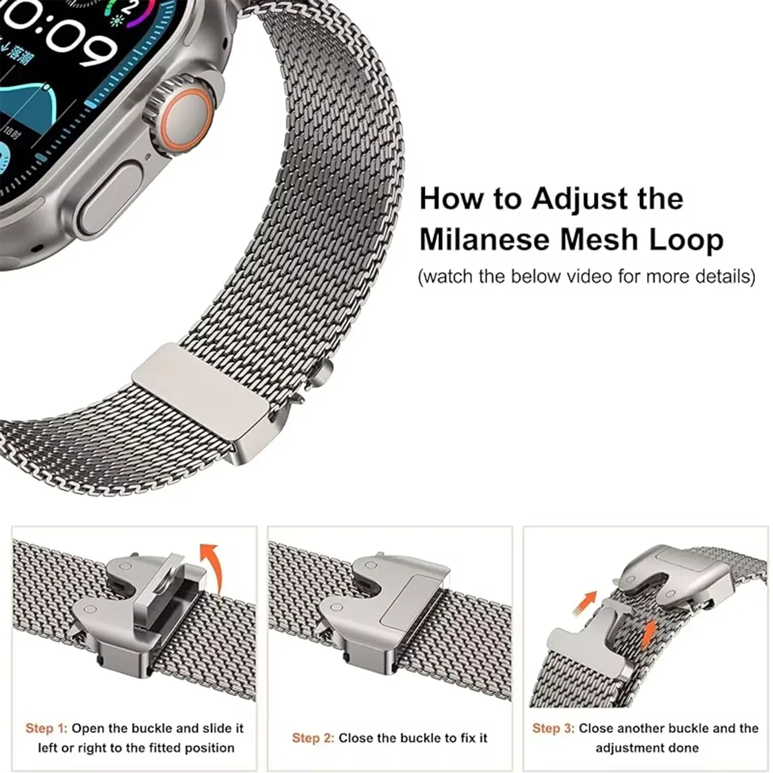 Watch Bands Milanese Magnetic Adjustable Band for Apple Watch 42 | 44 | 45 | Ultra 49 | 46mm S10 | 46mm S11