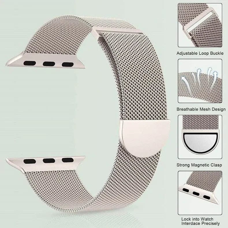 Milanese Magnetic Clasp Loop for Apple Watch 42 | 44 | 45 | Ultra 49 | 46mm S10 Watch Bands