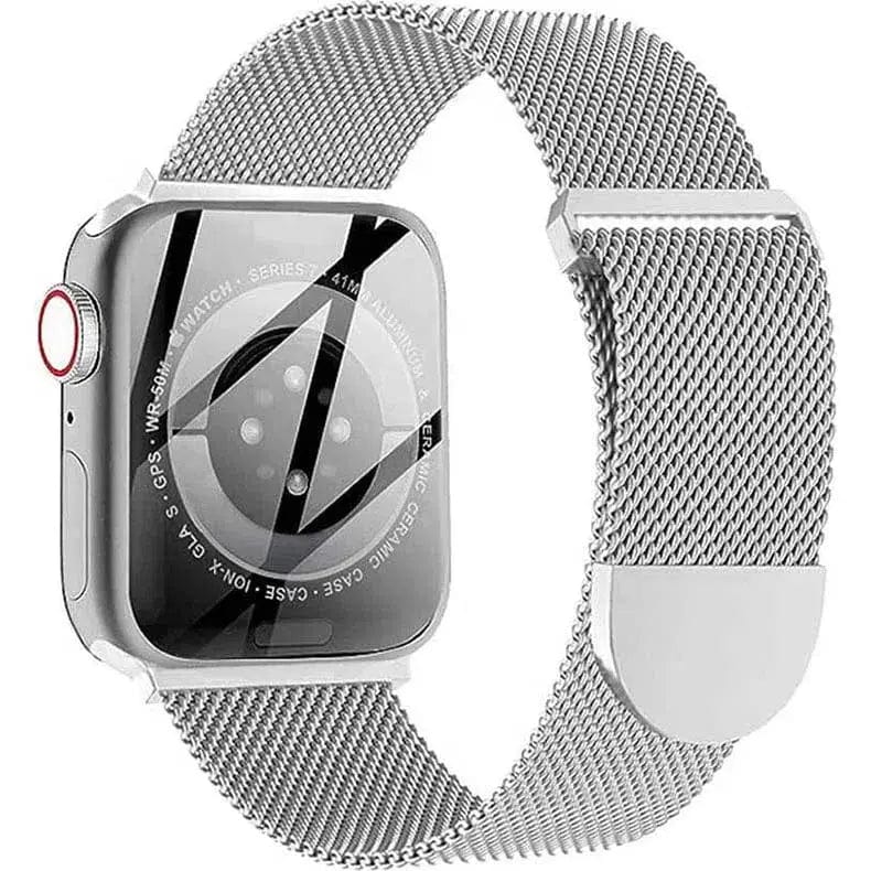 Silver Milanese Magnetic Clasp Loop for Apple Watch 42 | 44 | 45 | Ultra 49 | 46mm S10 Watch Bands