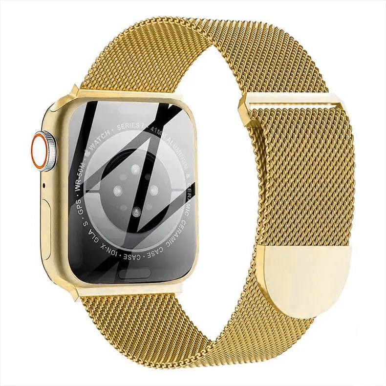 ktusu Generic Watch Bands Milanese Magnetic Loop for Apple Watch 42 | 44 | 45 | Ultra 49 | 46mm S10 Round / Gold