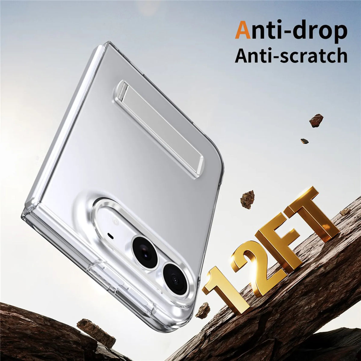 Military Grade Kickstand Transparent Hard Case for iPhone Duo