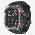 Straps & Bands for 45mm | 44mm / Black Smoke Crystal Clear Military Rugged  Case with Silicone Band for Apple Watch