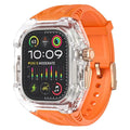 Straps & Bands for 45mm | 44mm / Orange Clear Crystal Clear Military Rugged  Case with Silicone Band for Apple Watch