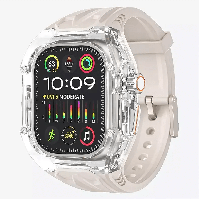 Straps & Bands for 45mm | 44mm / Starlight Clear Crystal Clear Military Rugged  Case with Silicone Band for Apple Watch