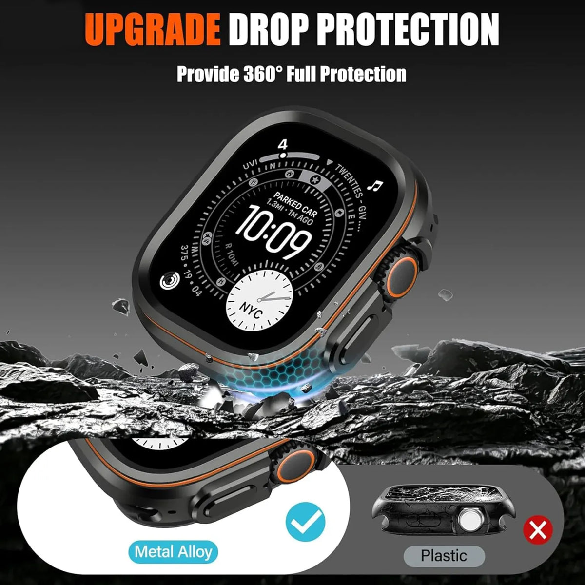 Minimal Sleek Design Metal Bumper with Back Cover for Apple Watch Ultra 49mm | Ultra 2 49mm | Ultra 3 49mm