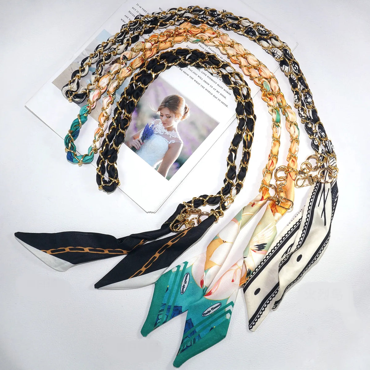 Mobile Phone Wrist Lanyard for Women Girls Scarf Decorative Crossbody Metal Phone Neck Strap Lanyard