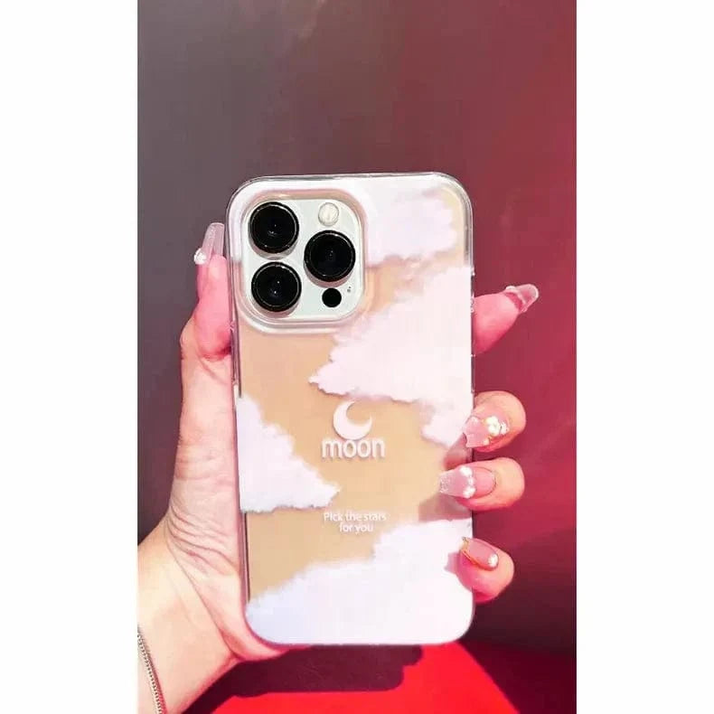 Moon Print Soft TPU Edge Hard Case for iPhone 15