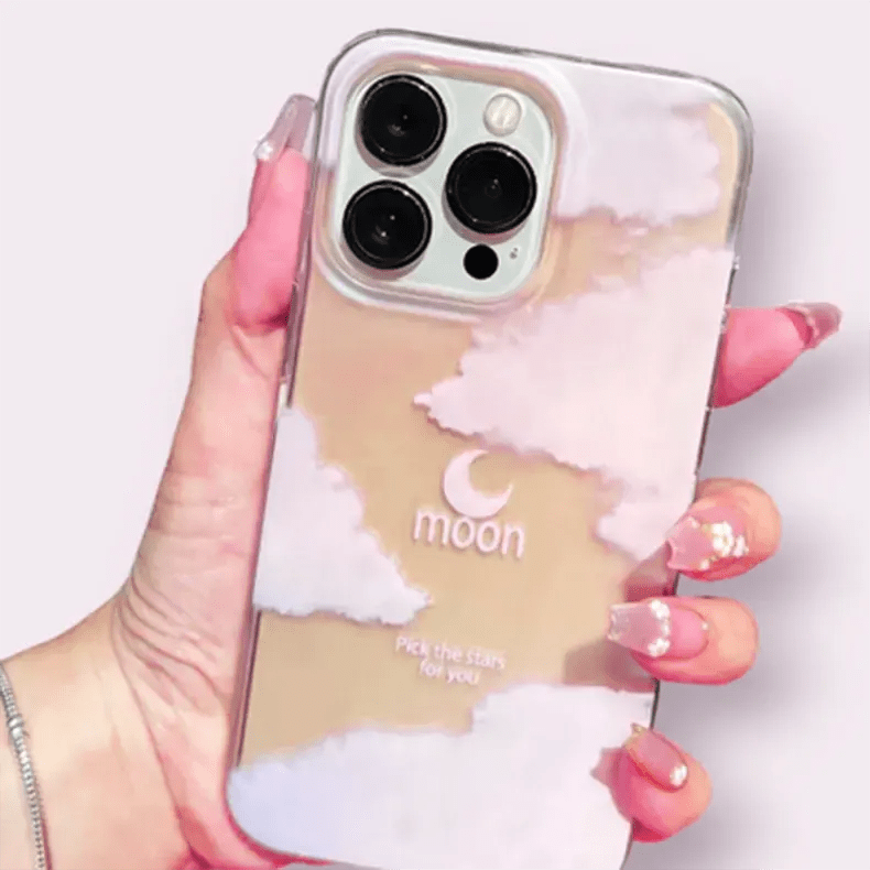 Cases & Covers for iPhone 16 Pro Max Moon Print Soft TPU Silicone Edge Back Hard Case Cover for Apple iPhone