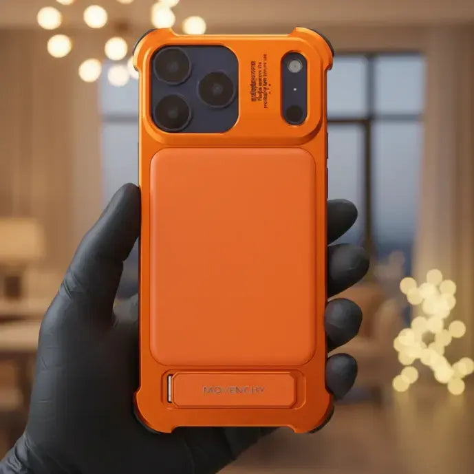 MOVENCHY Metal PU Leather Frameless Case with Stand for iPhone 17 Pro Max KTSUSGIRI 8946997991643