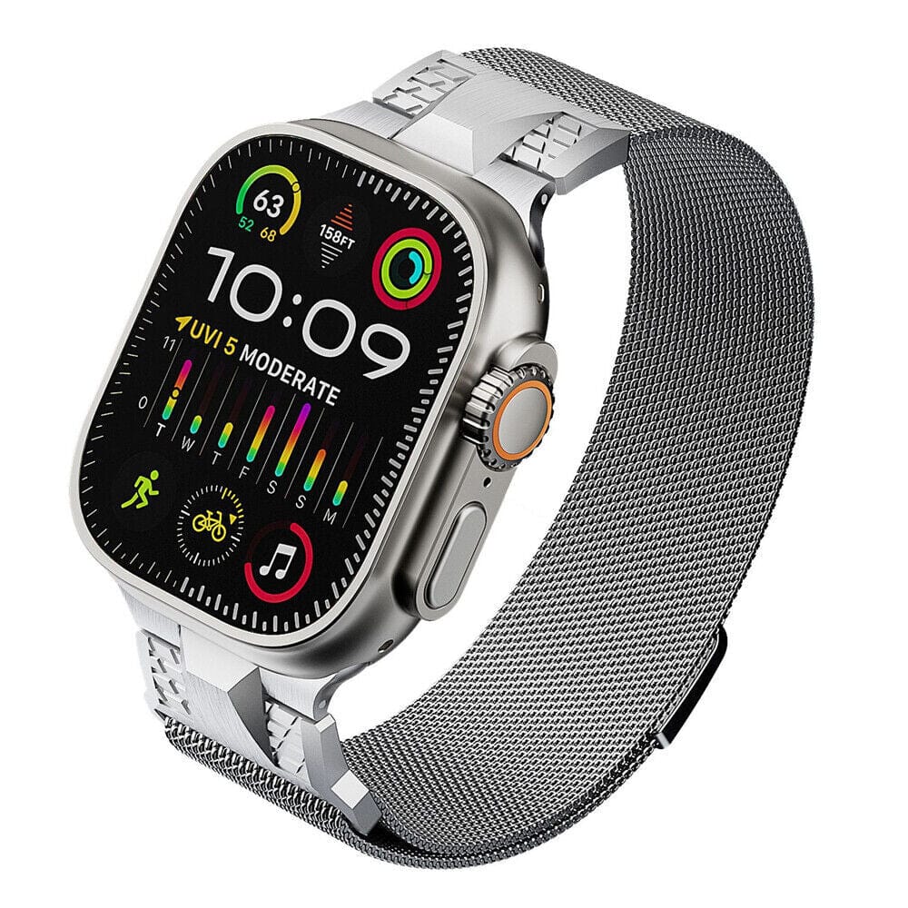 ktusu Generic Watch Bands New Milanese Magnetic Band for Apple Watch 42 | 44 | 45 | Ultra 49 | 46mm S10 Silver