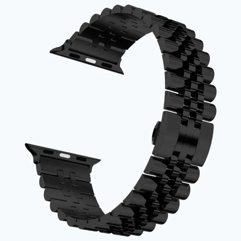 Straps & Bands for 42mm | 44mm | 45mm | Ultra 49mm / Matte Black Apple Watch Stainless Steel Metal Link Bracelet Chain Strap