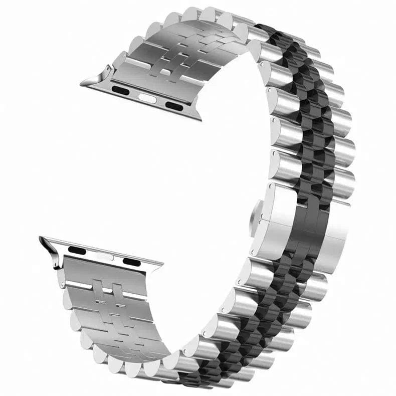 Straps & Bands for 42mm | 44mm | 45mm | Ultra 49mm / Silver Black Apple Watch Stainless Steel Metal Link Bracelet Chain Strap