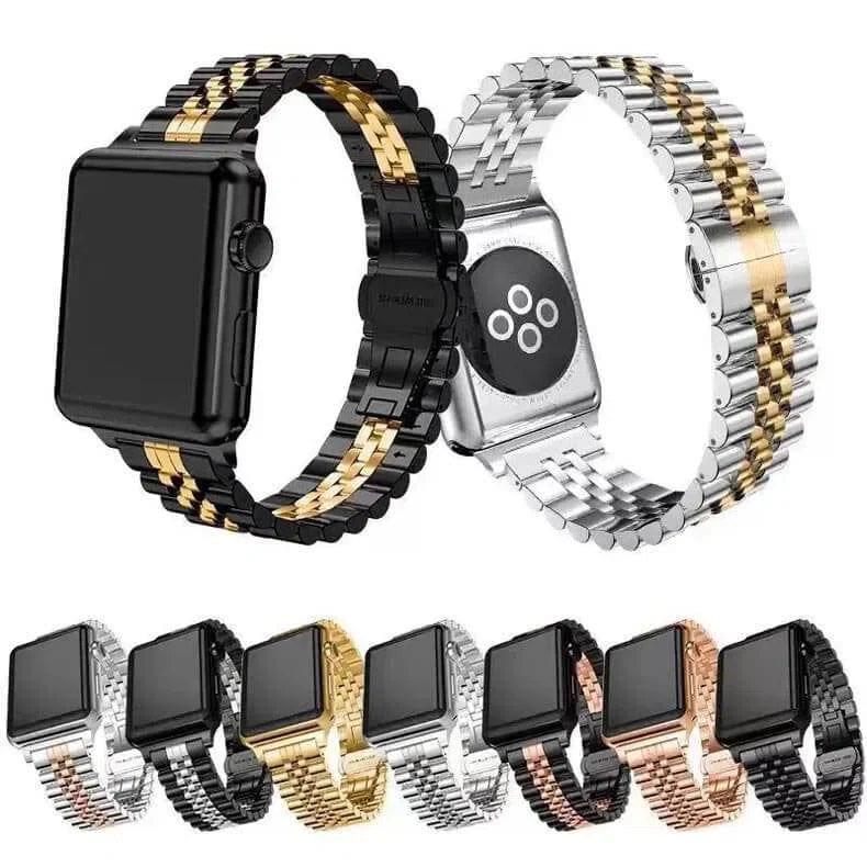 Straps & Bands for 42mm | 44mm | 45mm | Ultra 49mm / Black Apple Watch Stainless Steel Metal Link Bracelet Chain Strap