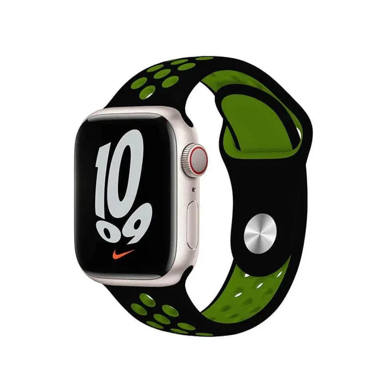 Straps & Bands for 42mm | 44mm | 45mm | Ultra 49mm / Black Green Apple Watch Nike Silicone Band