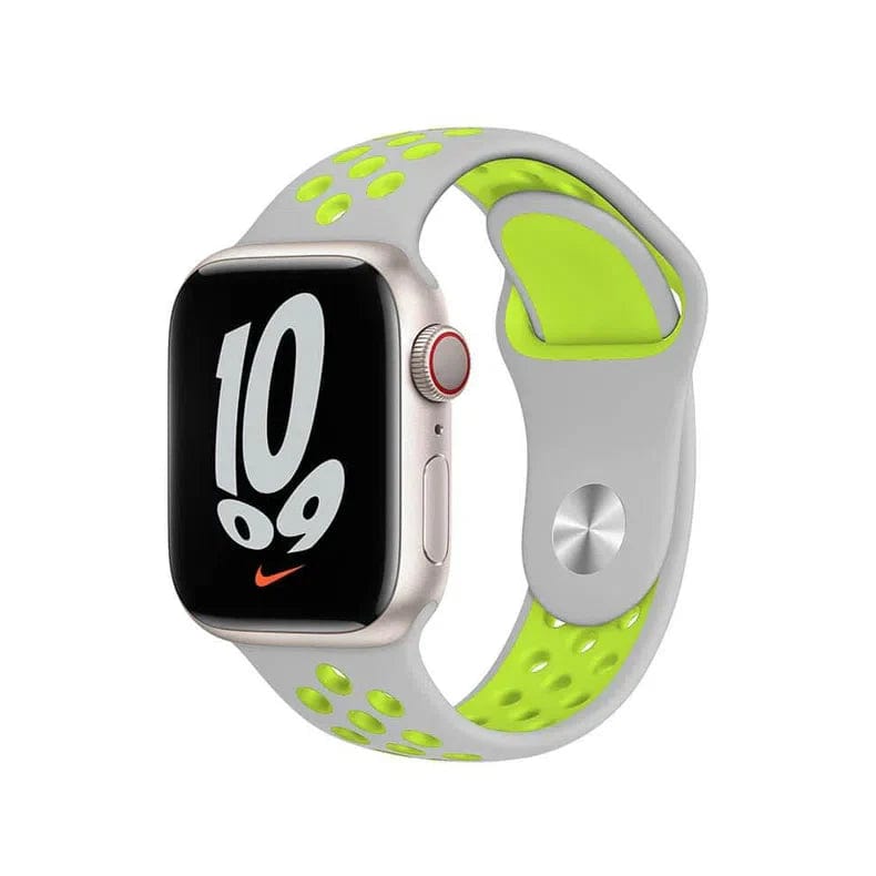 Straps & Bands for 42mm | 44mm | 45mm | Ultra 49mm / Light Grey Neon Apple Watch Nike Silicone Band