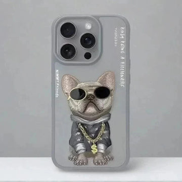 ktusu Nimmy Cases & Covers Nimmy 3D Embroided Hard Case for iPhone 16 Pro Bull Dog Grey