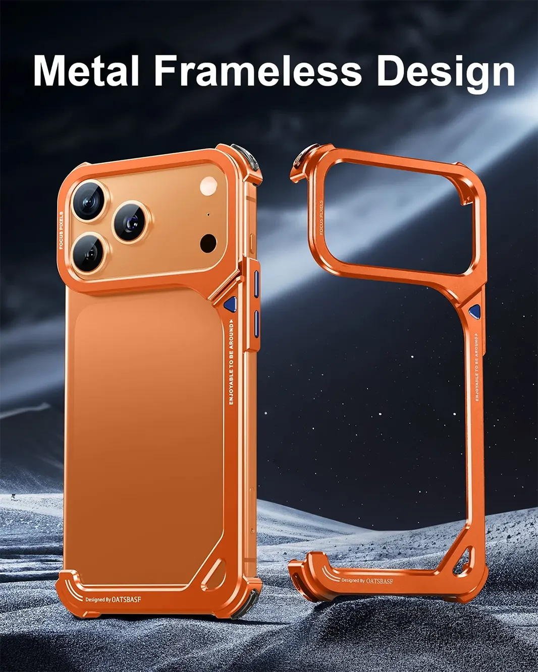 Oatsbasf 9 Shape Invisible Kickstand Air Cushion Aluminum Metal Bumper Case for iPhone 17 Pro Max Cases & Covers