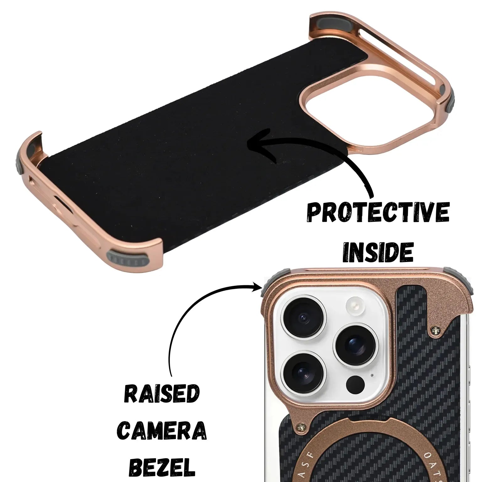 Cases & Covers OATSBASF Carbon Fiber Metal Kickstand Frameless Magsafe Case for iPhone 16 Pro