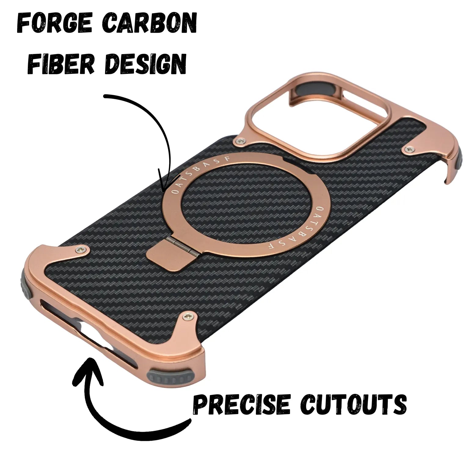 Cases & Covers OATSBASF Carbon Fiber Metal Kickstand Frameless Magsafe Case for iPhone 16 Pro
