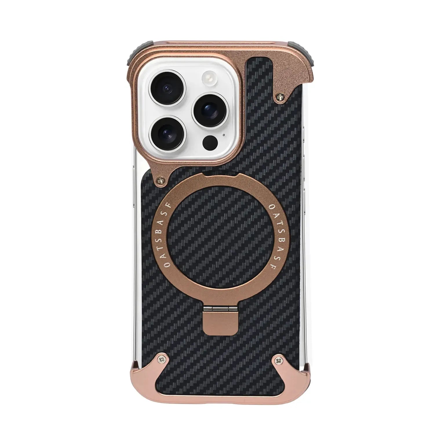 Cases & Covers OATSBASF Carbon Fiber Metal Kickstand Frameless Magsafe Case for iPhone 16 Pro