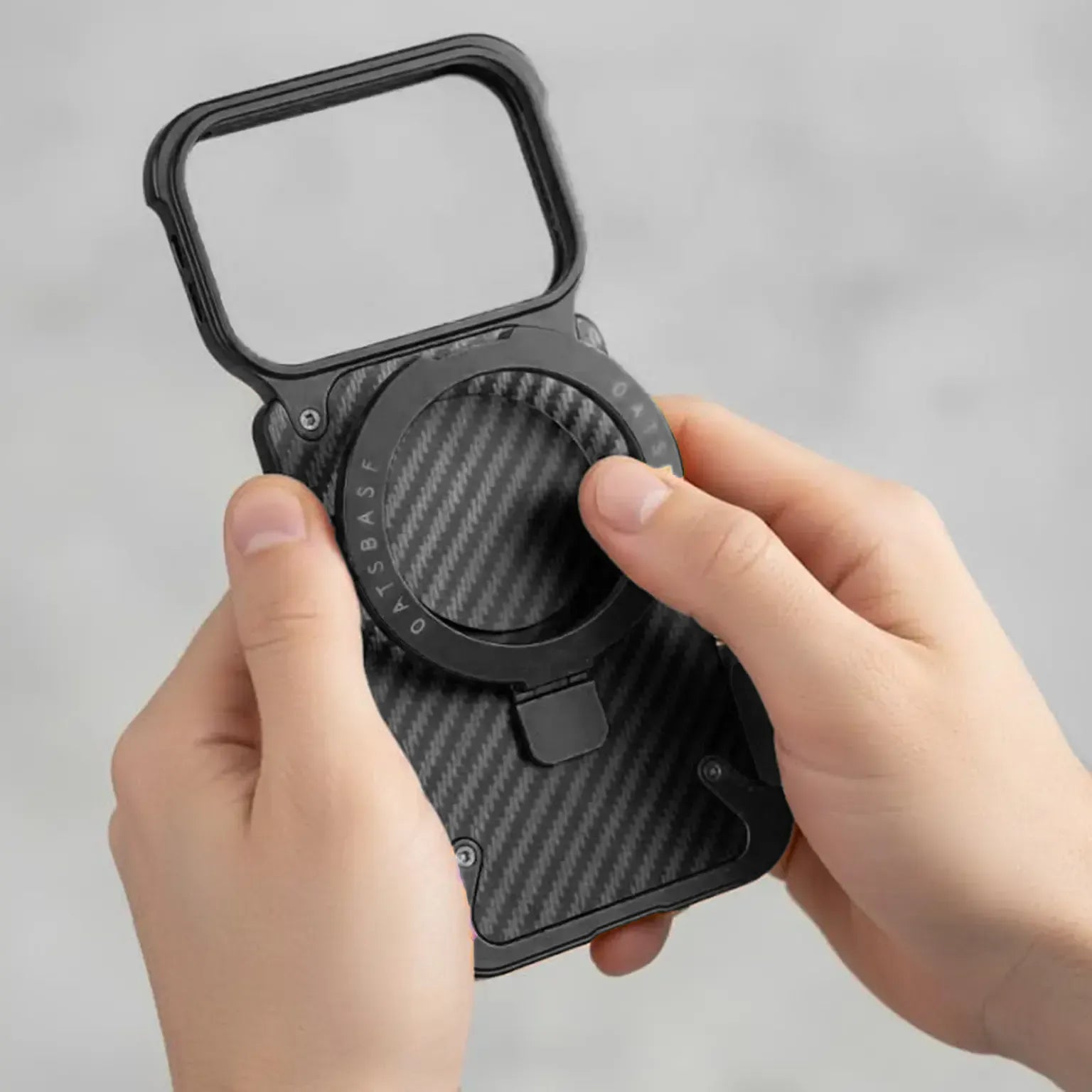 Cases & Covers OATSBASF Carbon Fiber Metal Kickstand Frameless Magsafe Case for iPhone 17 Pro Max