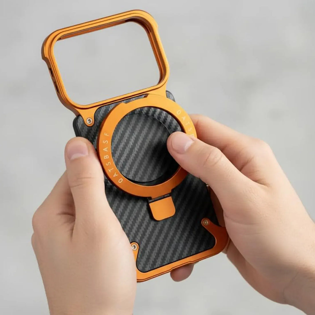 Cases & Covers OATSBASF Carbon Fiber Metal Kickstand Frameless Magsafe Case for iPhone 17 Pro Max