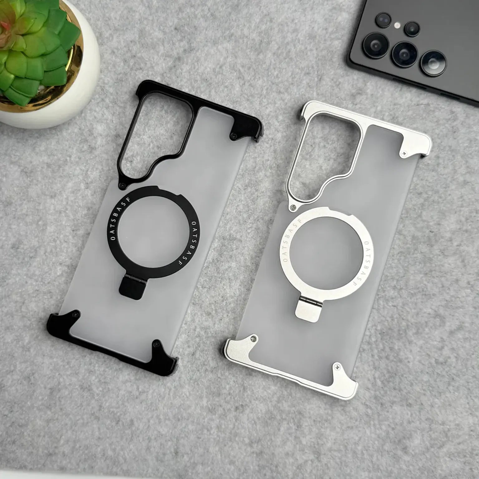 Cases & Covers OATSBASF Metal Kickstand Frameless Magsafe PC Matte Case for Samsung Galxy S26 Ultra