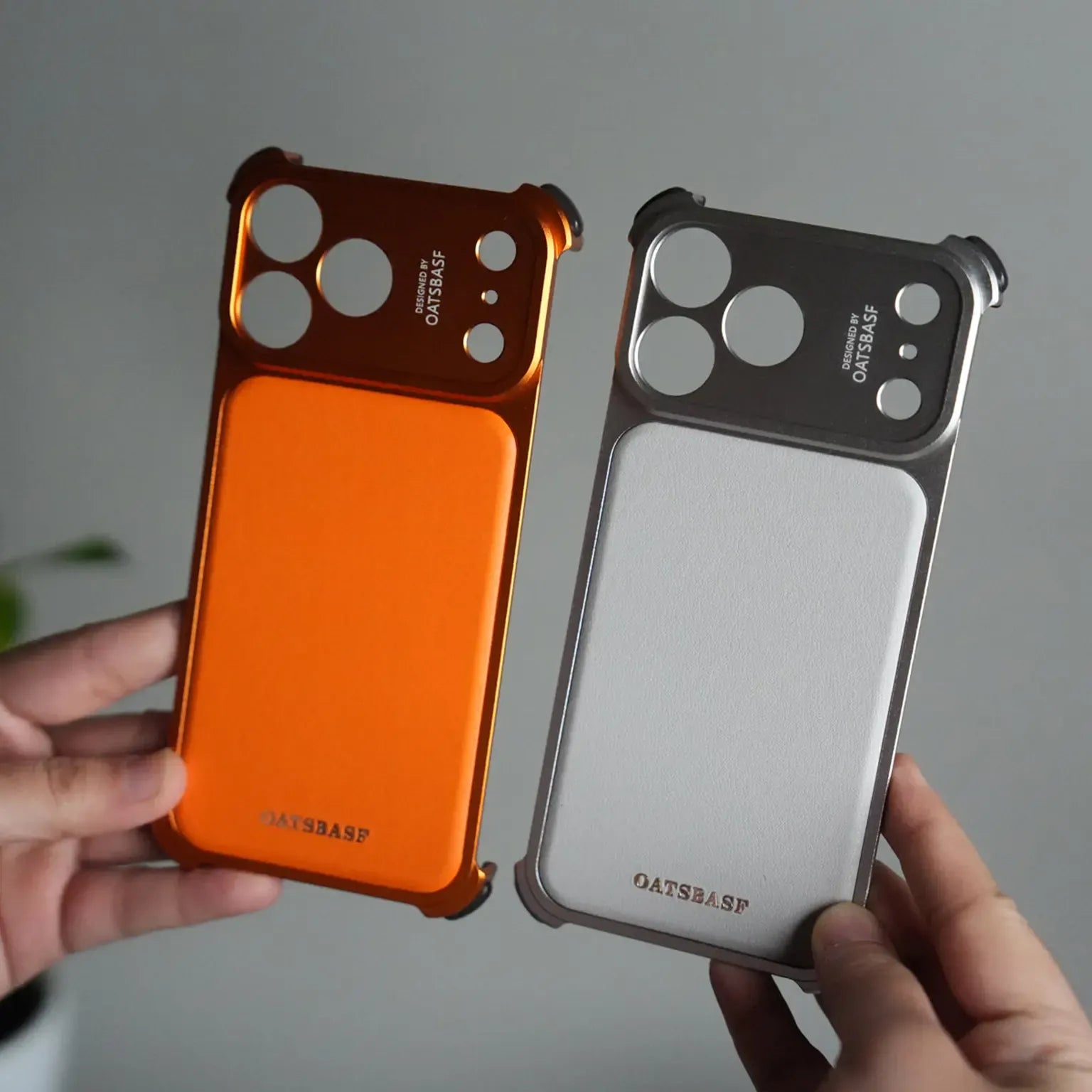 Cases & Covers OATSBASF Metal Skeleton Shape PU Leather Magnetic Frameless Magsafe Case for iPhone 17 Pro Max