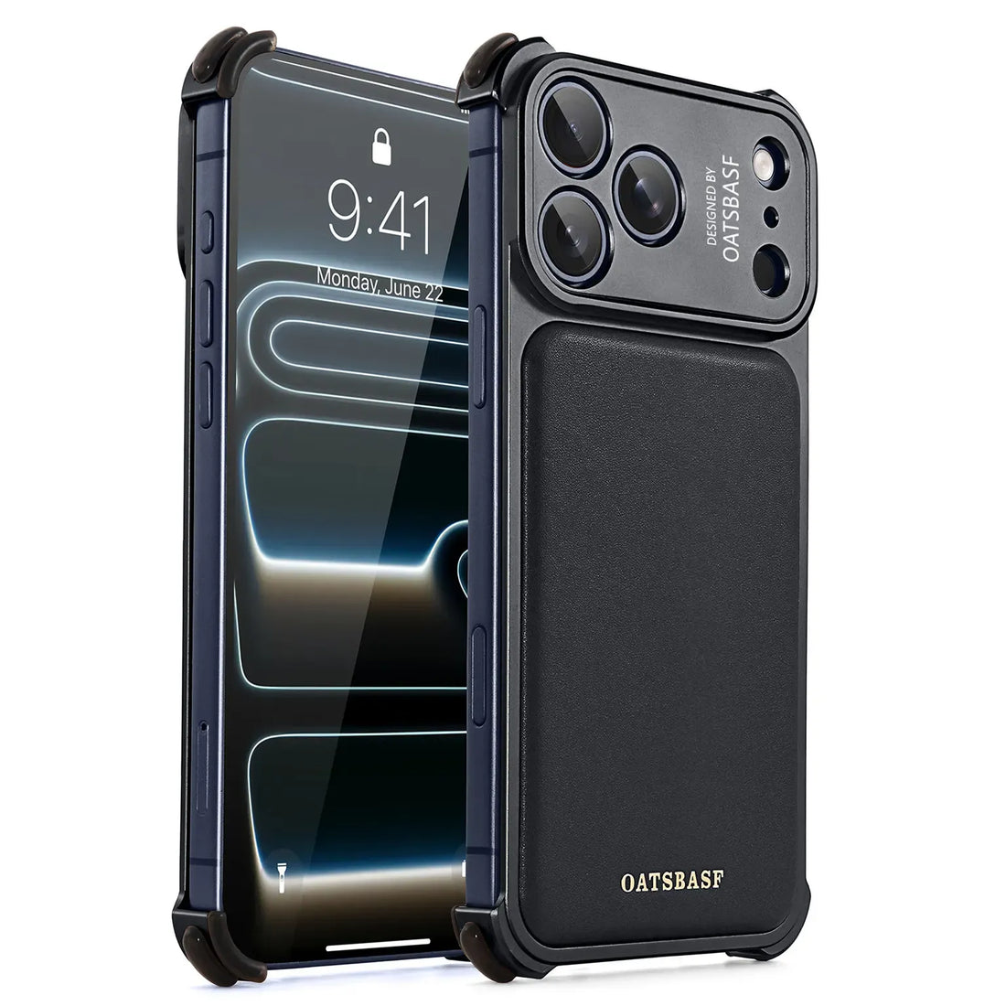 Cases & Covers OATSBASF Metal Skeleton Shape PU Leather Magnetic Frameless Magsafe Case for iPhone 17 Pro Max