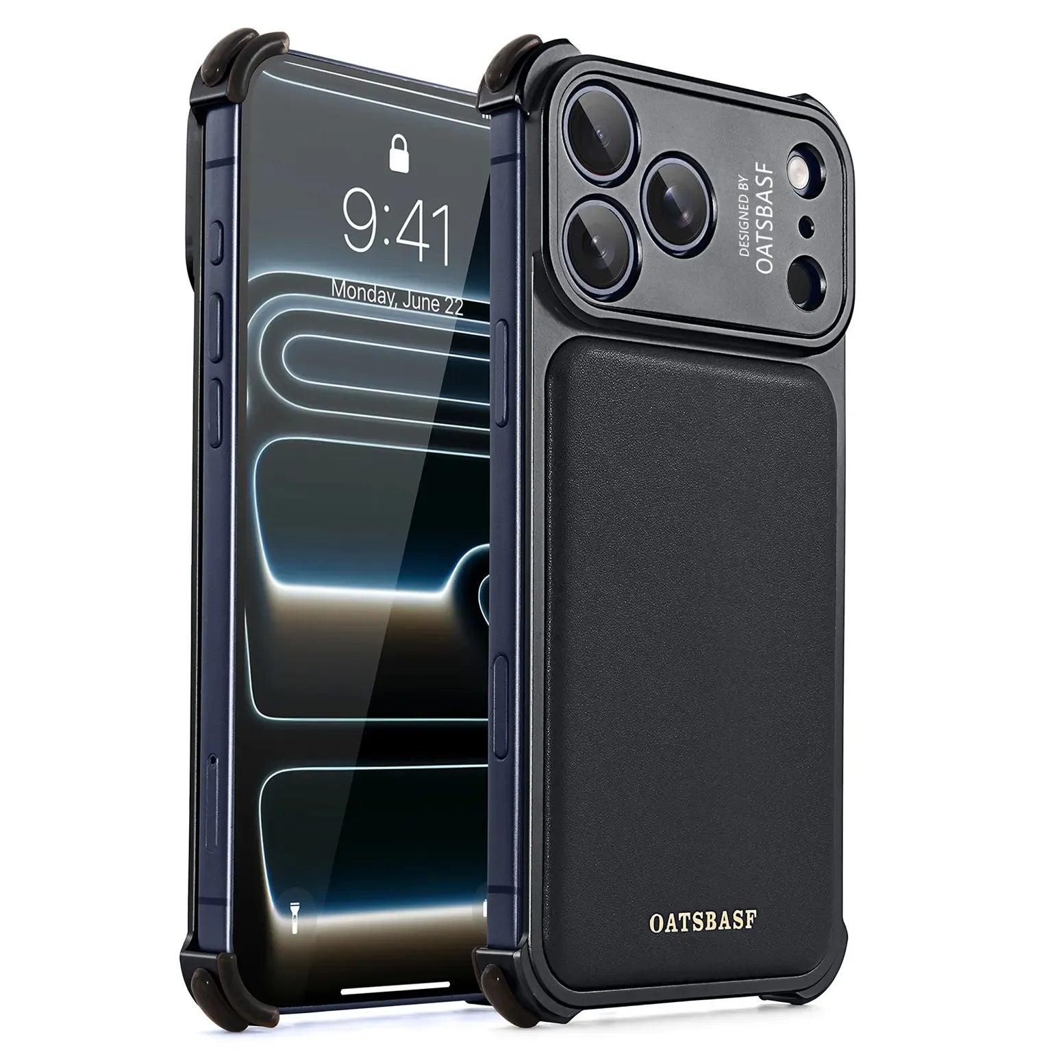 Cases & Covers OATSBASF Metal Skeleton Shape PU Leather Magnetic Frameless Magsafe Case for iPhone 17 Pro Max