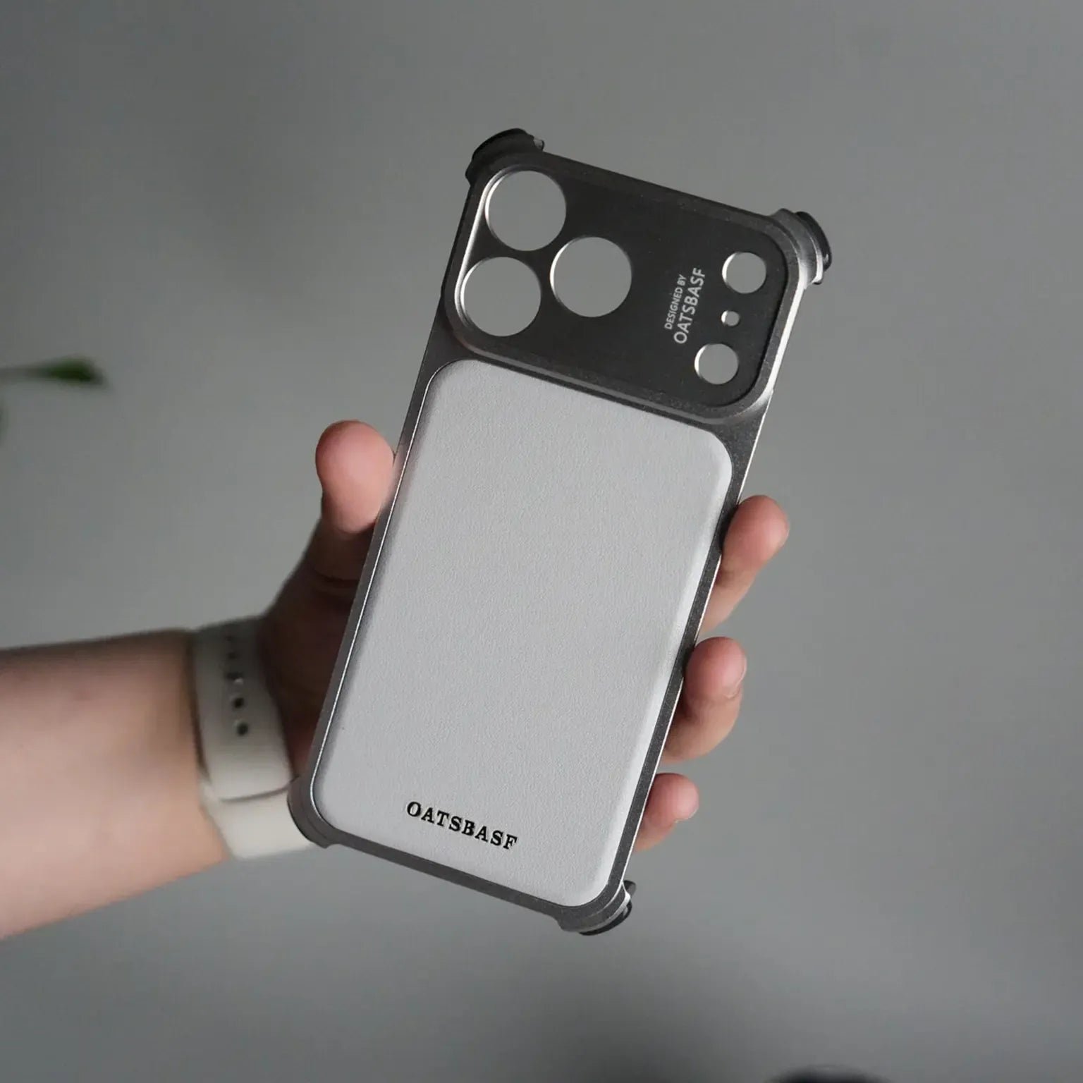 Cases & Covers OATSBASF Metal Skeleton Shape PU Leather Magnetic Frameless Magsafe Case for iPhone 17 Pro Max