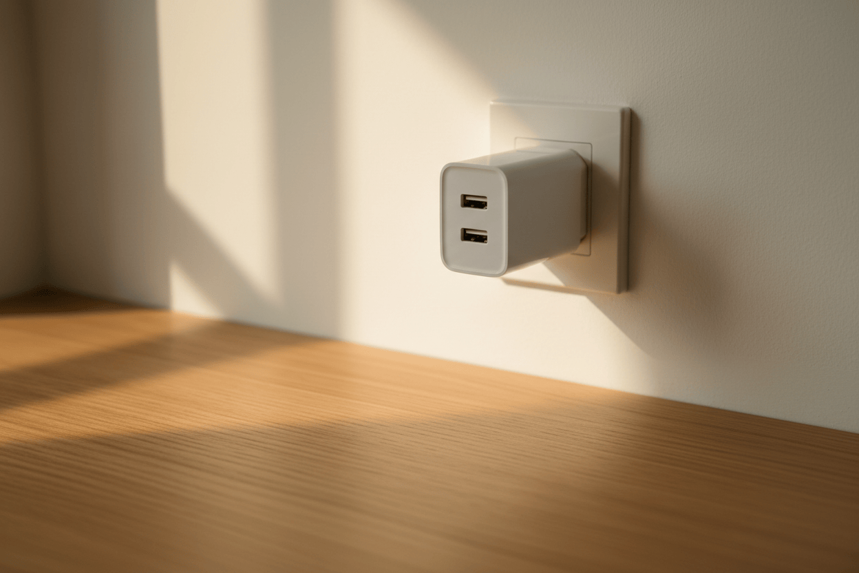 only one pcs on wood desk top wall port pluged