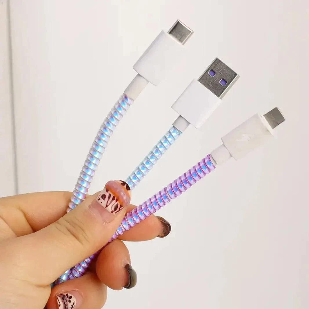 ktusu Generic Enhancement [ Pack of 3 ] Spiral Charger Cable Protector Data Wire Saver for Charging Cable ( 1.5 Meter )