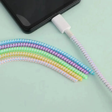 ktusu Generic Enhancement [ Pack of 3 ] Spiral Charger Cable Protector Data Wire Saver for Charging Cable ( 1.5 Meter )