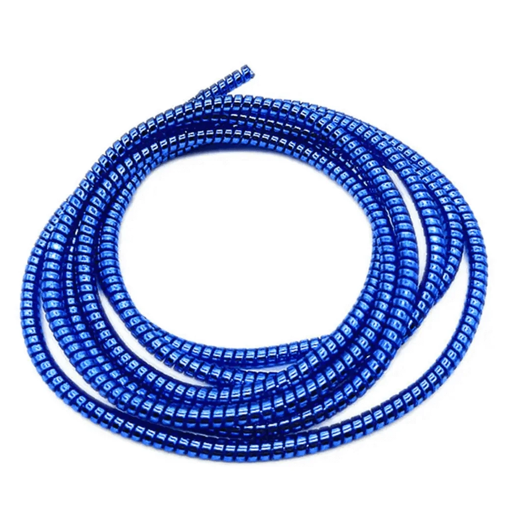 ktusu Generic Enhancement [ Pack of 3 ] Spiral Charger Cable Protector Data Wire Saver for Charging Cable ( 1.5 Meter ) Blue