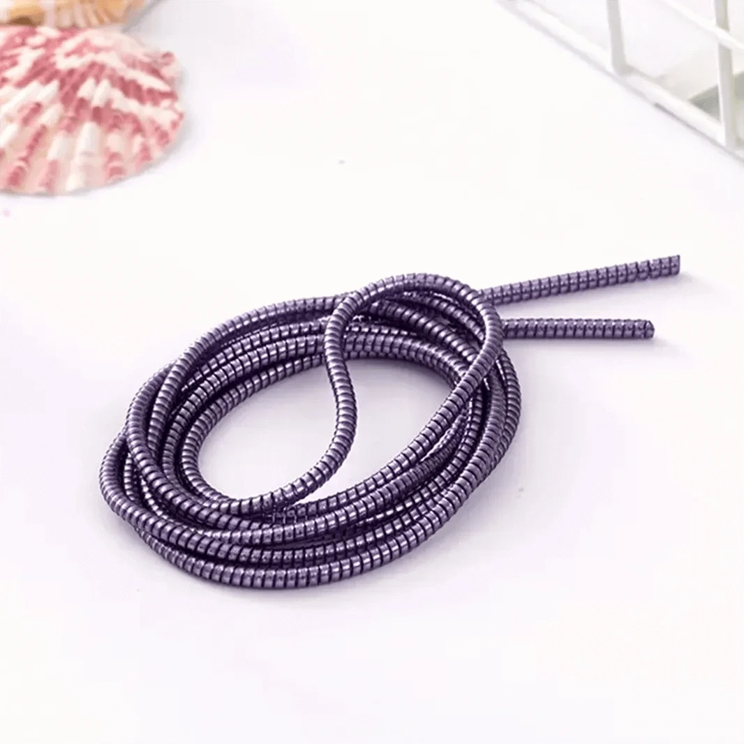 ktusu Generic Enhancement [ Pack of 3 ] Spiral Charger Cable Protector Data Wire Saver for Charging Cable ( 1.5 Meter ) Deep Purple
